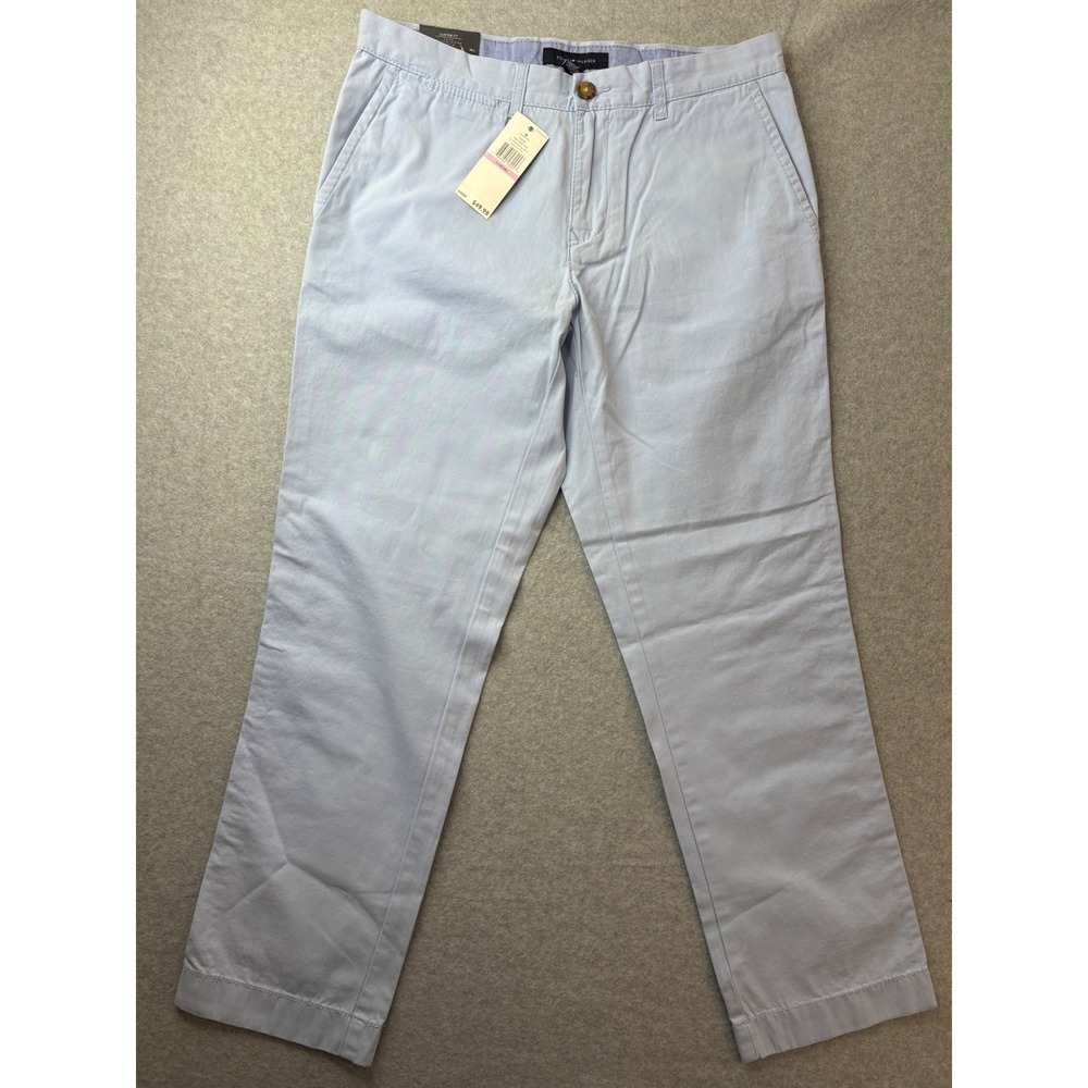 Tommy Hilfiger Mens Custom Fit Chinos Light Blue Oxford Pants 32x30 New